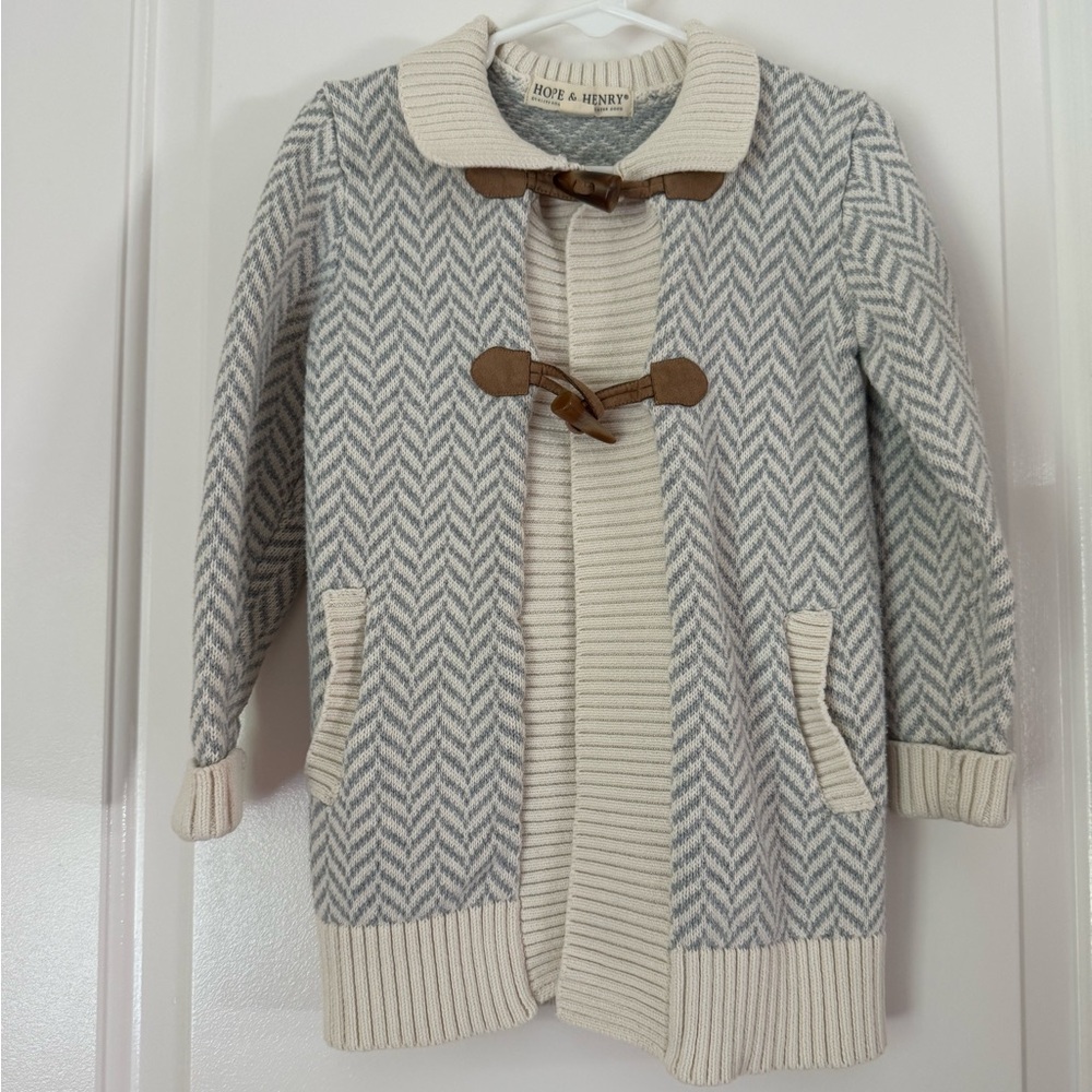 Hope & Henry Cream and Gray Kids Sweater